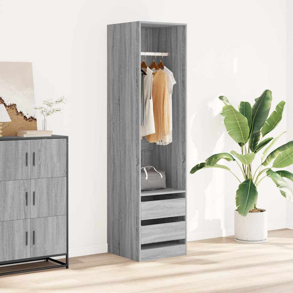 Kleiderschrank mit Schubladen Grau Sonoma 50x50x200 cm