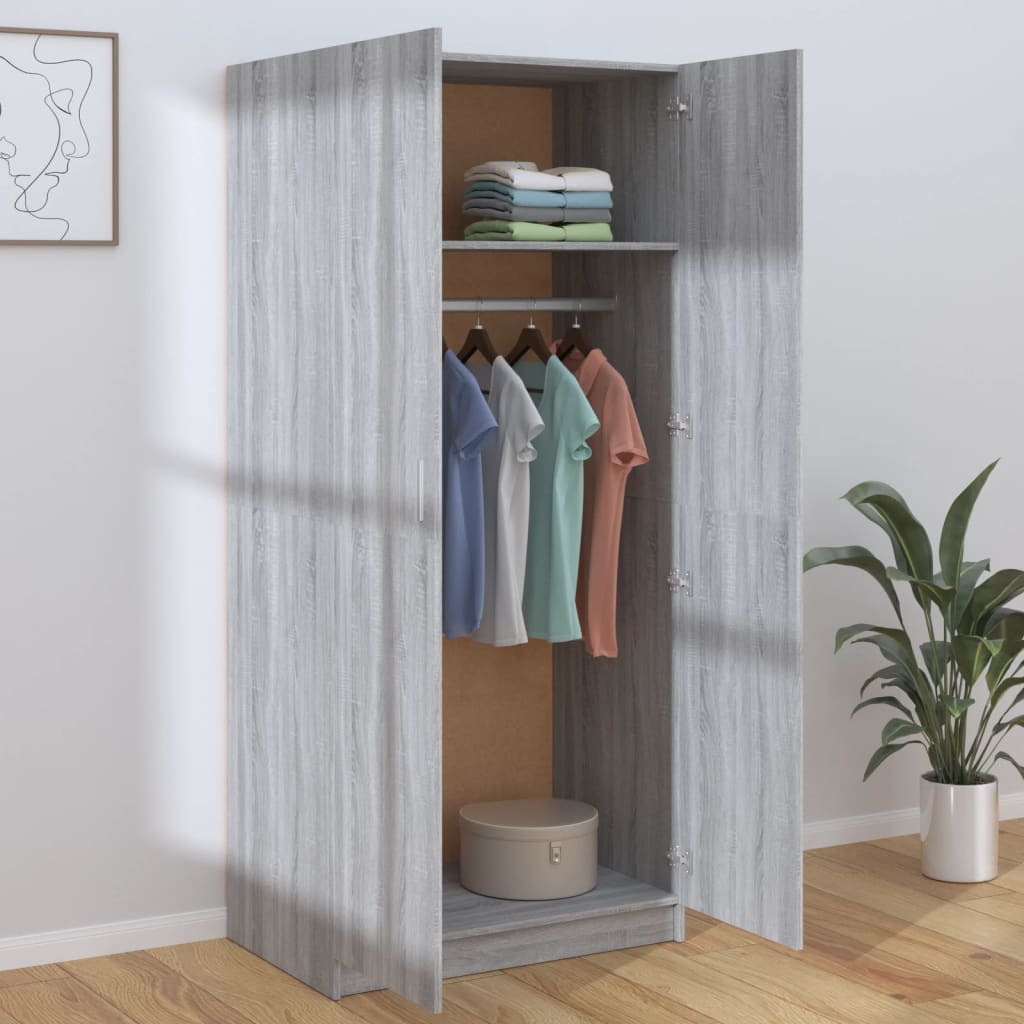 Armoire Sonoma grise 80x52x180 cm matériau bois