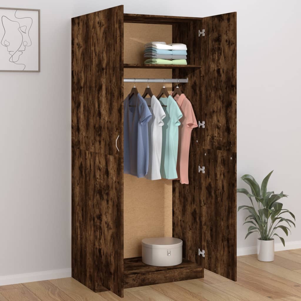 Armoire chêne fumé 90x52x200 cm matériau bois