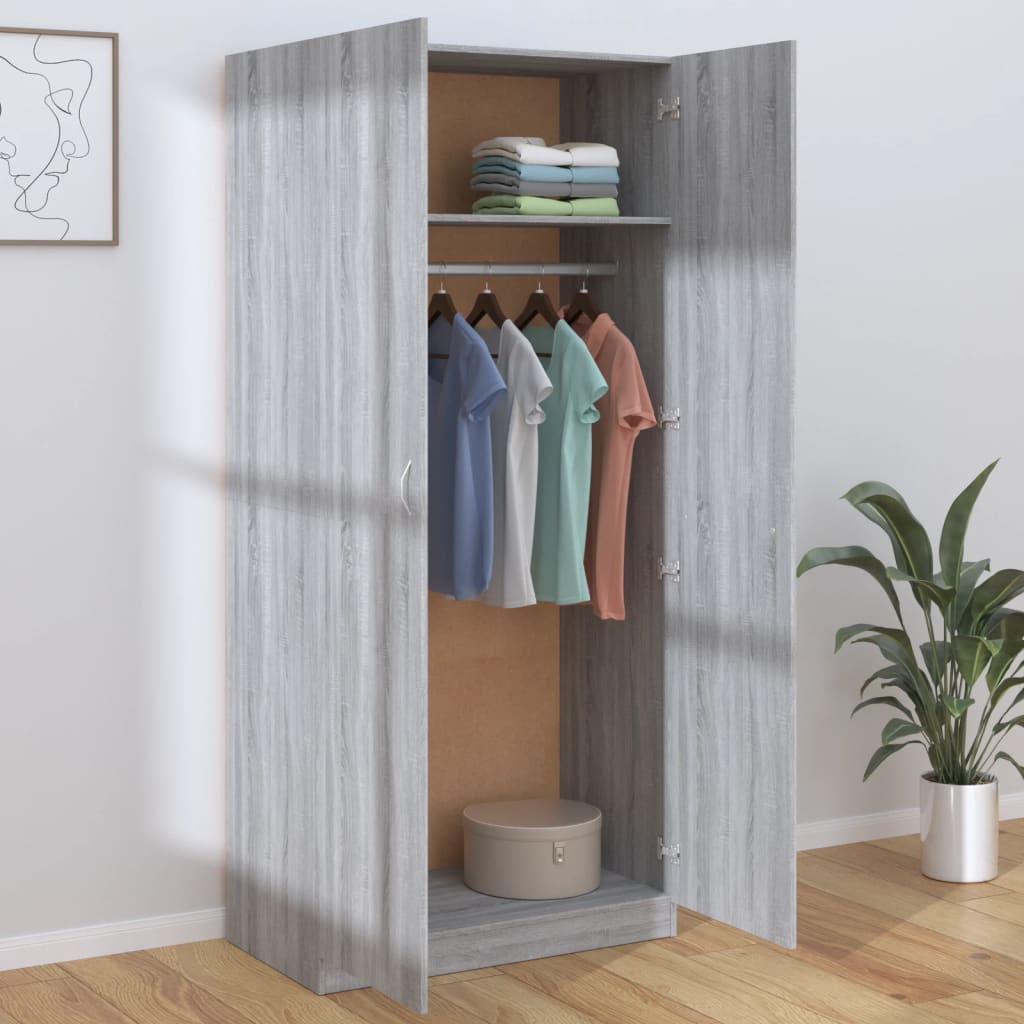 Armoire Sonoma grise 90x52x200 cm en bois