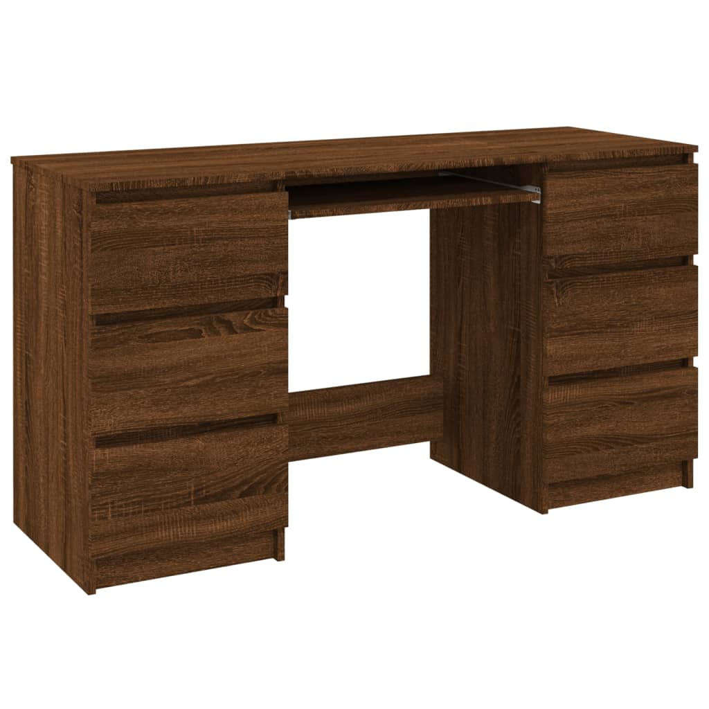 Bureau aspect chêne marron 140x50x77 cm matériau bois