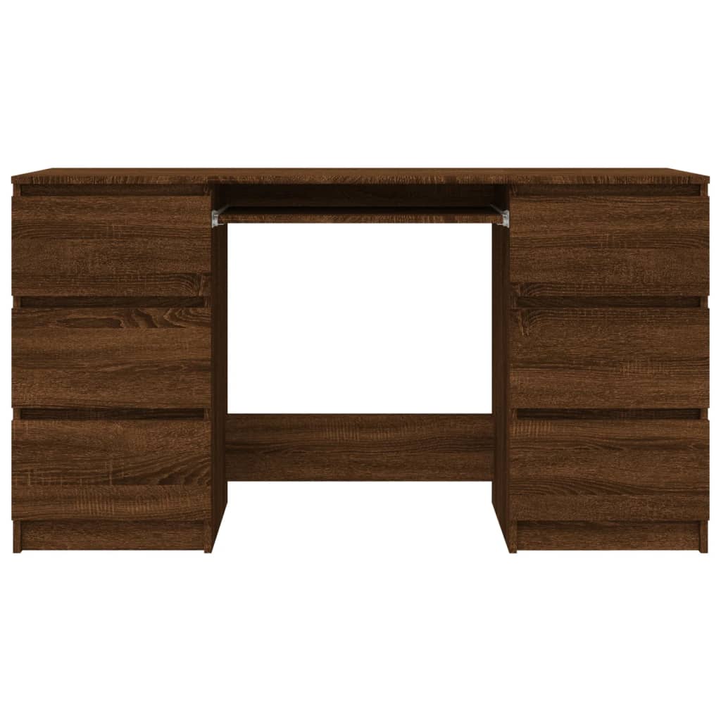 Bureau aspect chêne marron 140x50x77 cm matériau bois