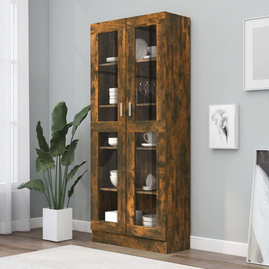 Vitrinenschrank Räuchereiche 82,5x30,5x185 cm Holzwerkstoff