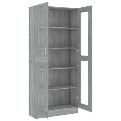 Vitrinenschrank Grau Sonoma 82,5x30,5x185 cm Holzwerkstoff