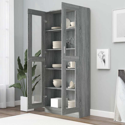Vitrinenschrank Grau Sonoma 82,5x30,5x185 cm Holzwerkstoff