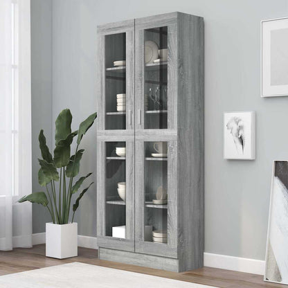 Vitrinenschrank Grau Sonoma 82,5x30,5x185 cm Holzwerkstoff
