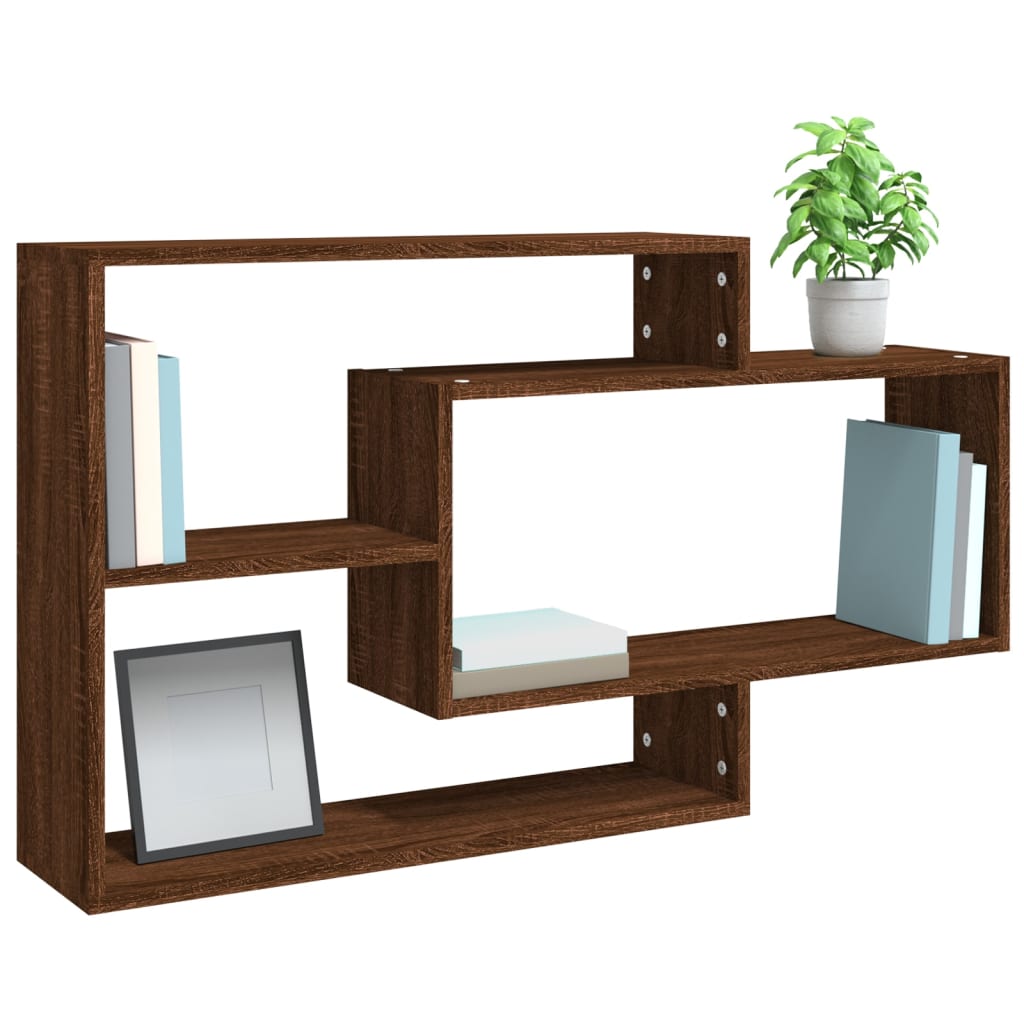Wall shelf brown oak look 104x20x58.5 cm wood material