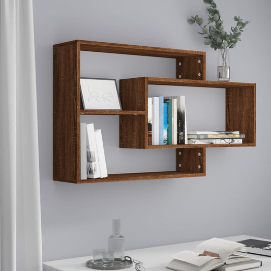 Wall shelf brown oak look 104x20x58.5 cm wood material