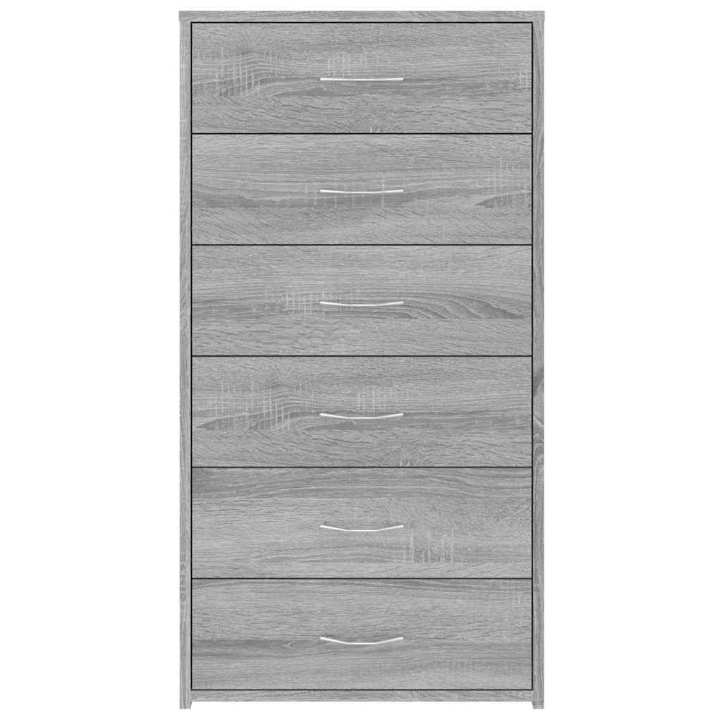 Sideboard mit 6 Schubladen Grau Sonoma 50x34x96cm Holzwerkstoff