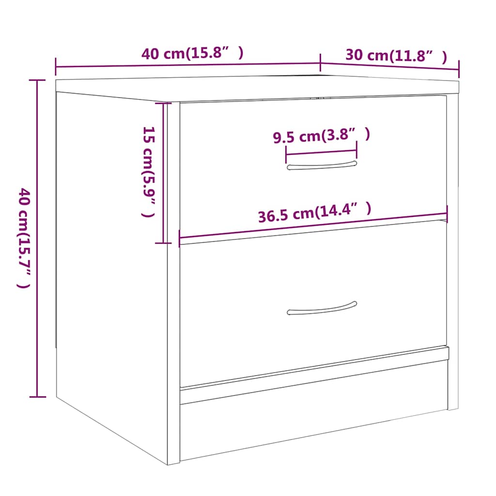 Nachttische 2 Stk. Grau Sonoma 40x30x40 cm Holzwerkstoff