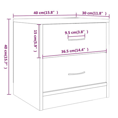 Nachttische 2 Stk. Grau Sonoma 40x30x40 cm Holzwerkstoff