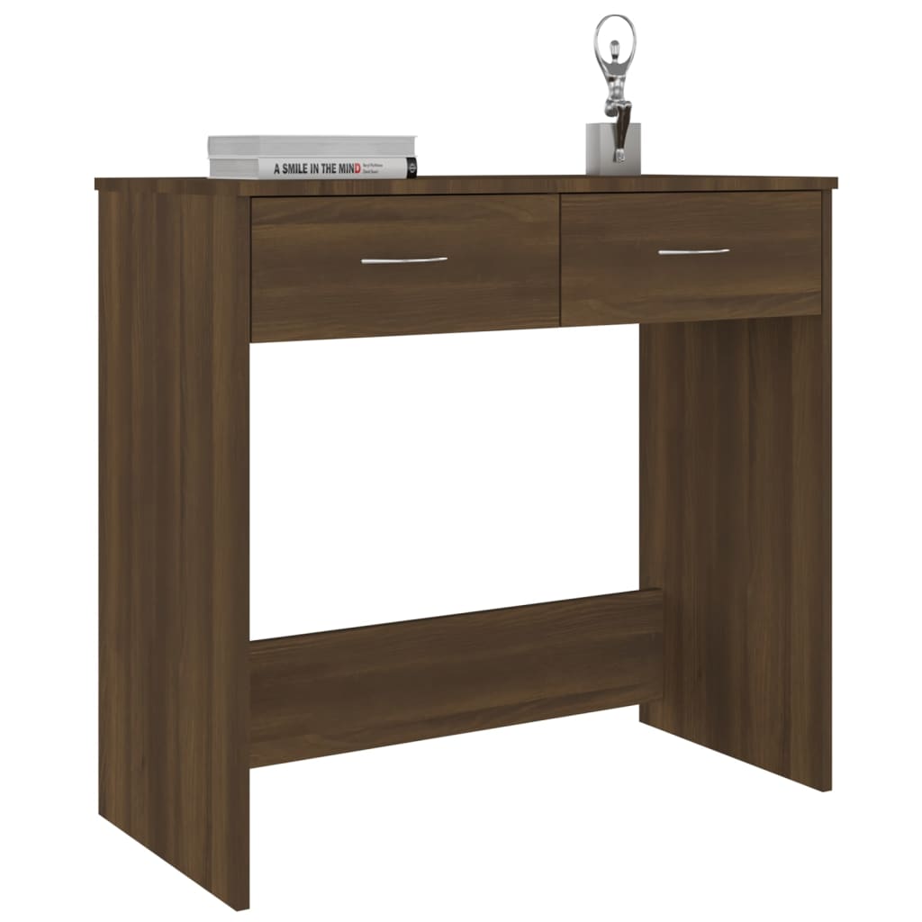 Bureau aspect chêne marron 80x40x75 cm en bois