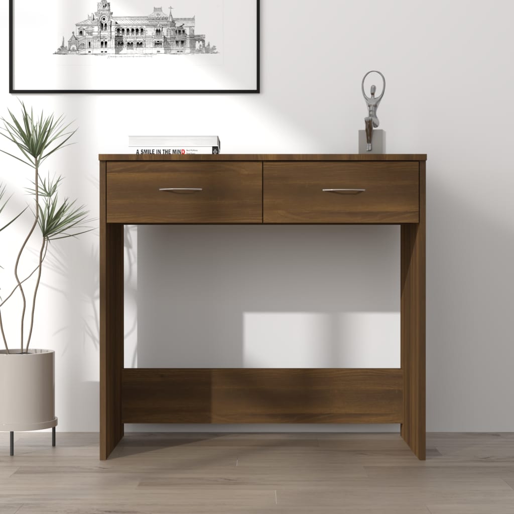 Bureau aspect chêne marron 80x40x75 cm en bois