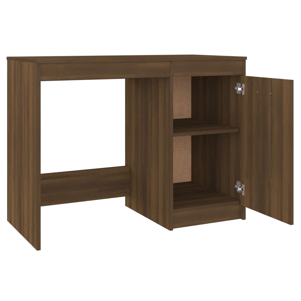 Bureau aspect chêne marron 100x50x76 cm matériau bois