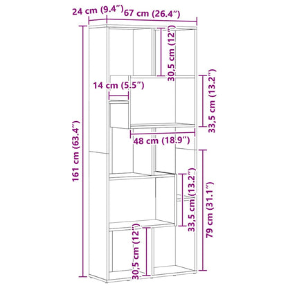 Bücherregal Räuchereiche 67x24x161 cm Holzwerkstoff