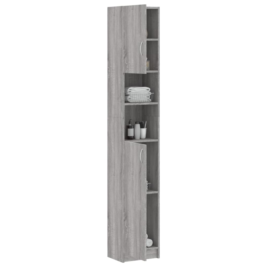 Badezimmerschrank Grau Sonoma 32x25,5x190 cm Holzwerkstoff