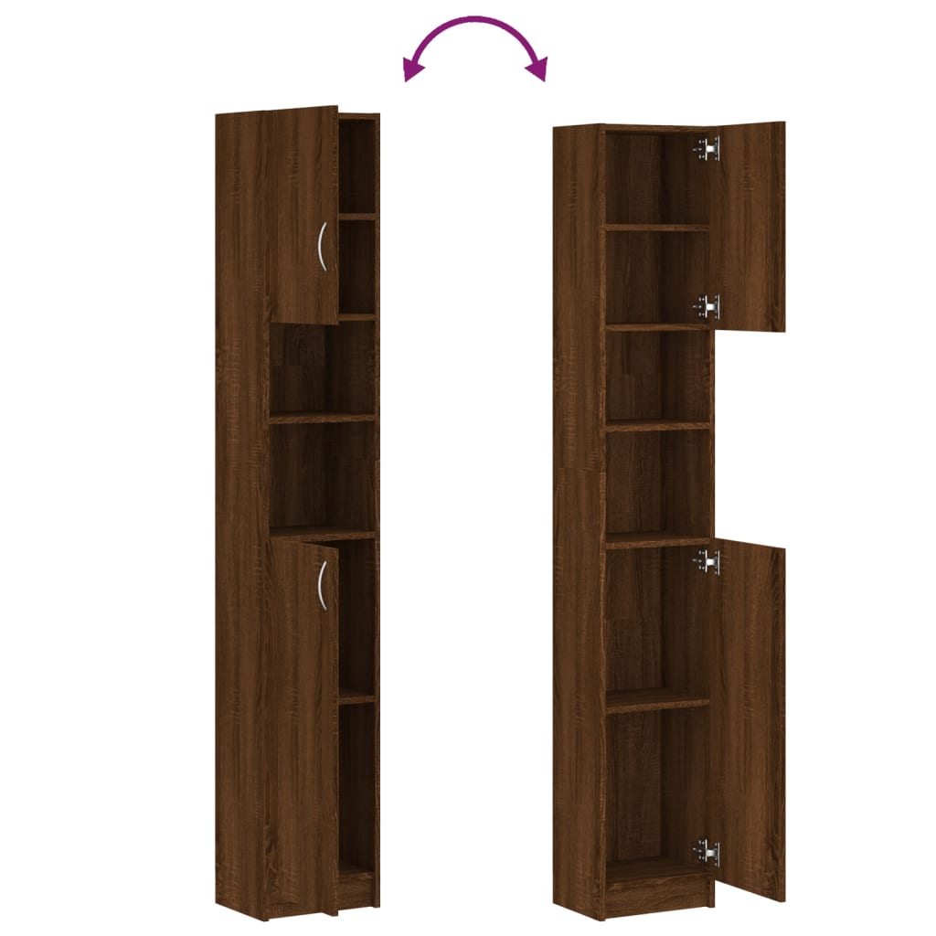 Badezimmerschrank Braun Eiche 32x25,5x190 cm Holzwerkstoff