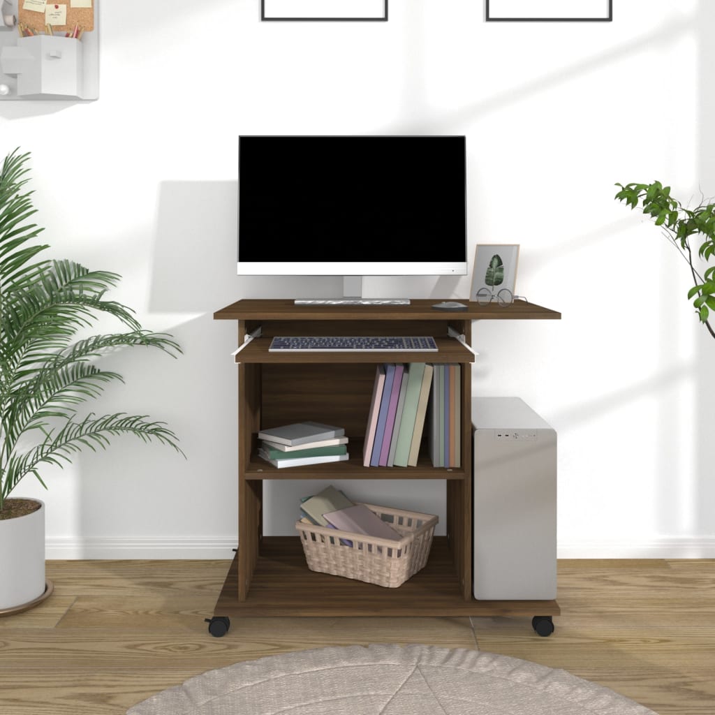 Bureau aspect chêne marron 80x50x75 cm en bois