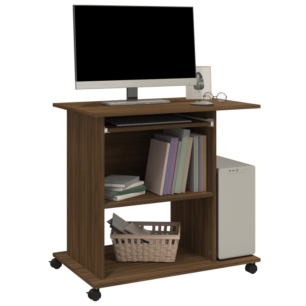 Bureau aspect chêne marron 80x50x75 cm en bois