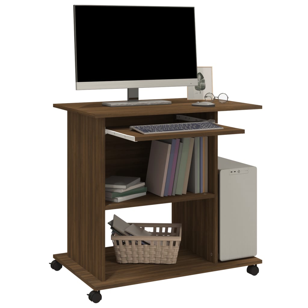 Bureau aspect chêne marron 80x50x75 cm en bois