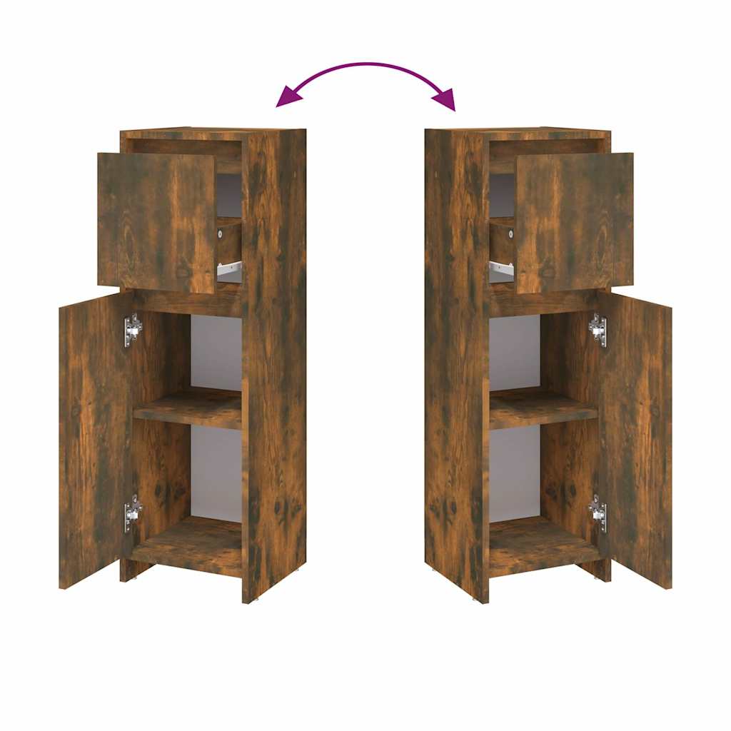 Badezimmerschrank Räuchereiche 30x30x95 cm Holzwerkstoff