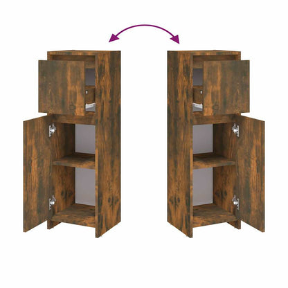 Badezimmerschrank Räuchereiche 30x30x95 cm Holzwerkstoff