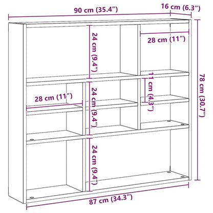 Wandregal Grau Sonoma 90x16x78 cm Holzwerkstoff