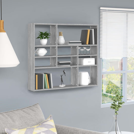 Wall shelf Grey Sonoma 90x16x78 cm wood material