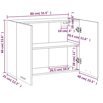 Hängeschrank Lyon Grau Sonoma 80x31x60 cm Holzwerkstoff