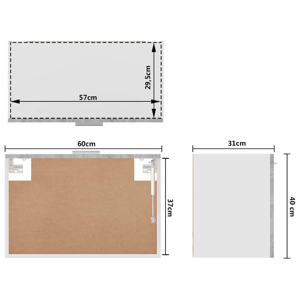 Hängeschrank Lyon Grau Sonoma 60x31x40 cm Holzwerkstoff