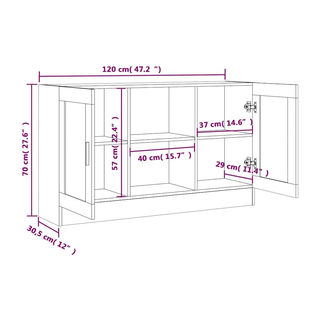 Sideboard Räuchereiche 120x30,5x70 cm Holzwerkstoff