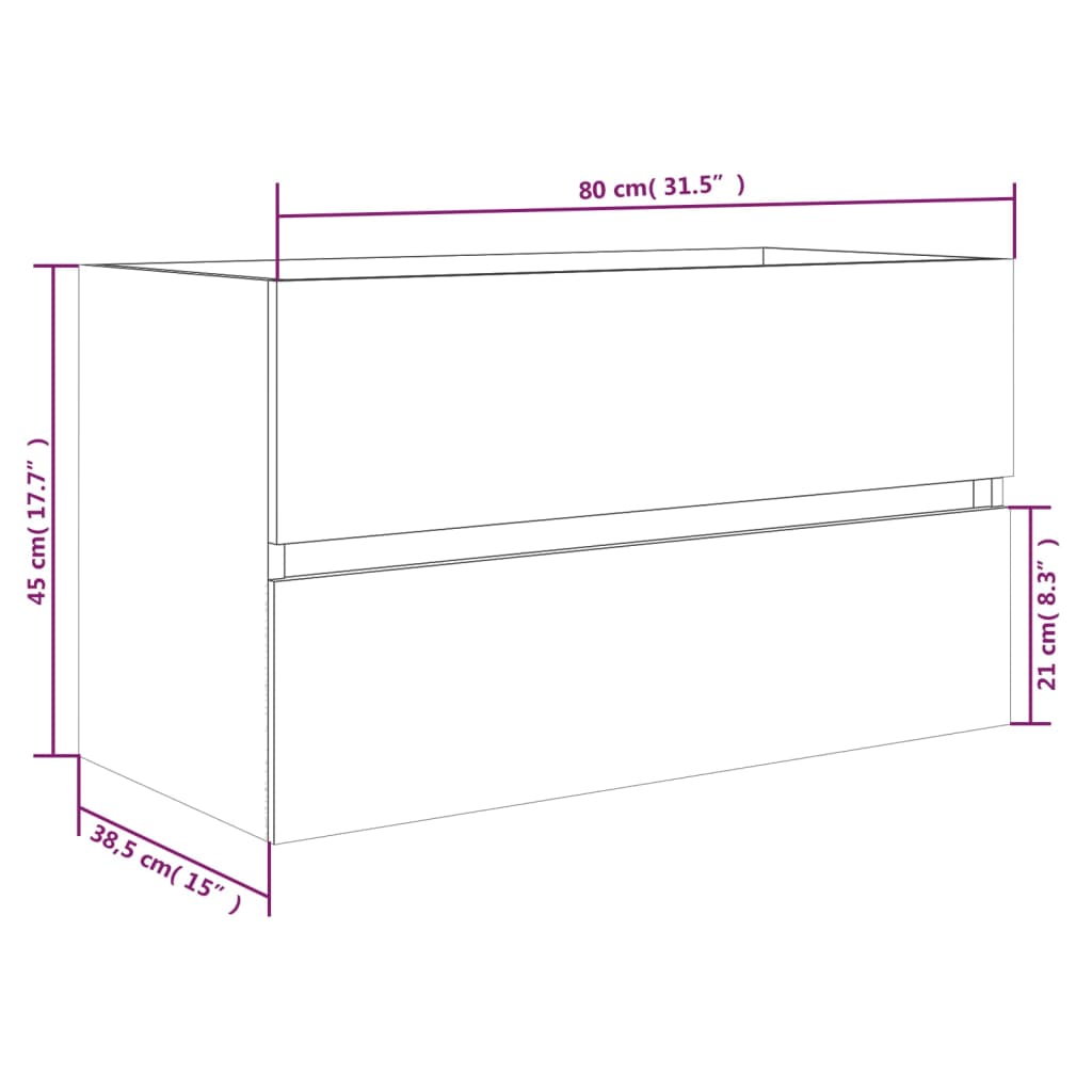 Waschbeckenunterschrank Grau Sonoma 80x38,5x45 cm Holzwerkstoff