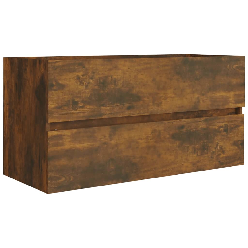 Meuble évier chêne fumé 90x38,5x45 cm en bois