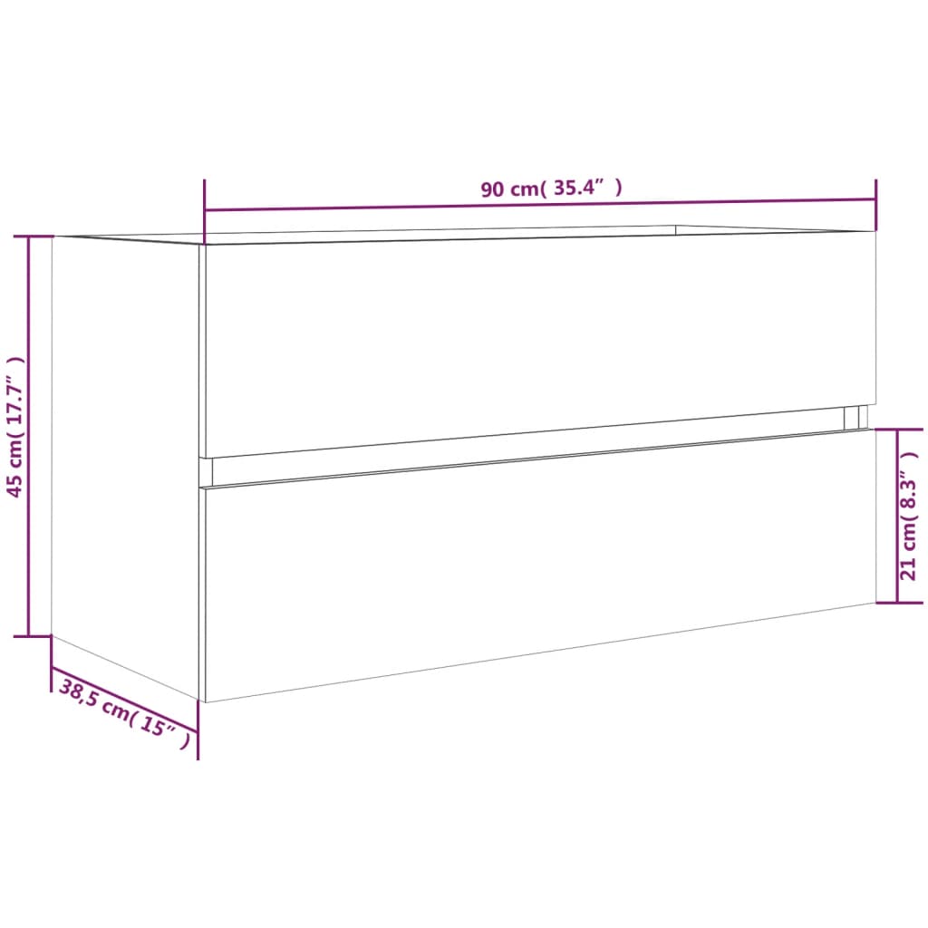 Meuble évier chêne fumé 90x38,5x45 cm en bois