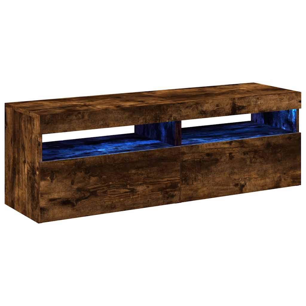 Meubles TV 2 pièces avec éclairage LED en chêne fumé 60x35x40 cm