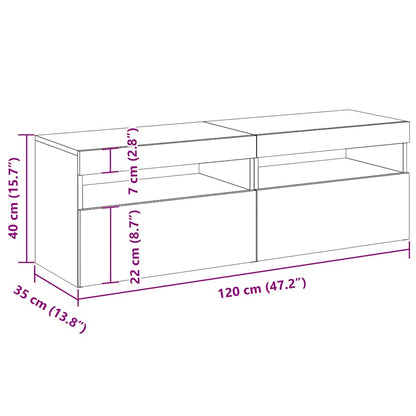 TV-Schränke 2 Stk. mit LED-Leuchten Räuchereiche 60x35x40 cm