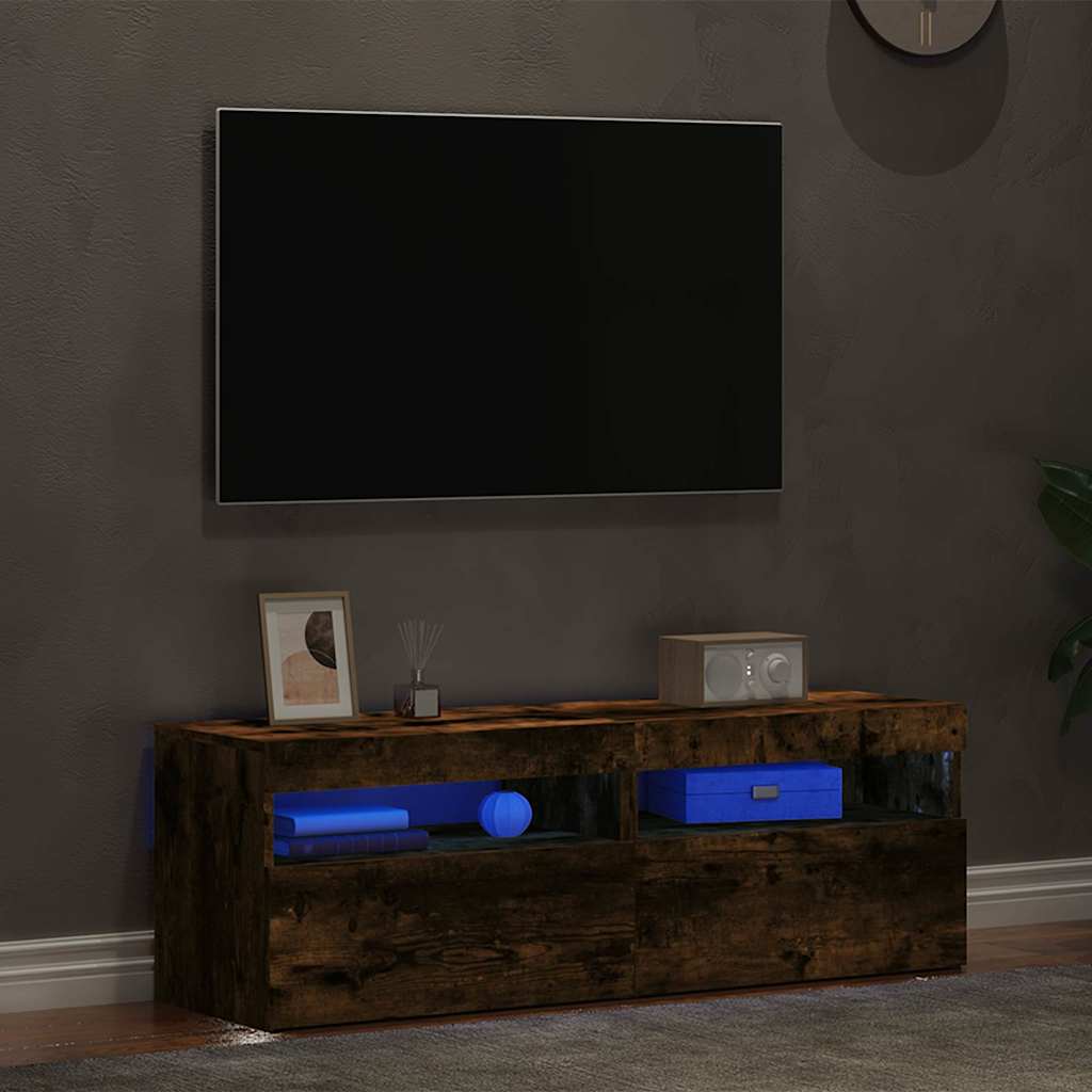 Meubles TV 2 pièces avec éclairage LED en chêne fumé 60x35x40 cm