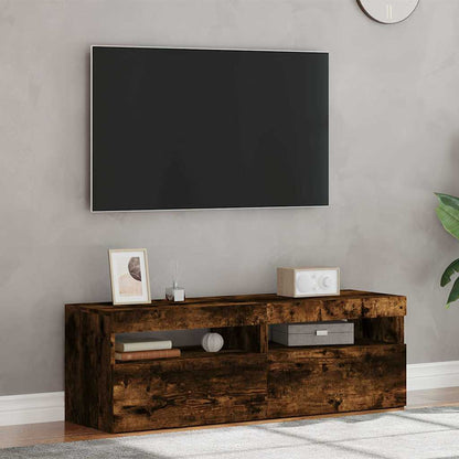 TV-Schränke 2 Stk. mit LED-Leuchten Räuchereiche 60x35x40 cm