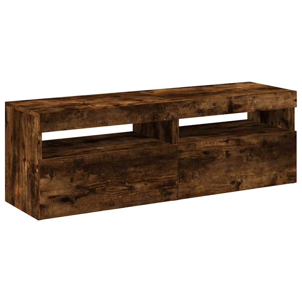Meubles TV 2 pièces avec éclairage LED en chêne fumé 60x35x40 cm
