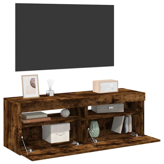 Meubles TV 2 pièces avec éclairage LED en chêne fumé 60x35x40 cm