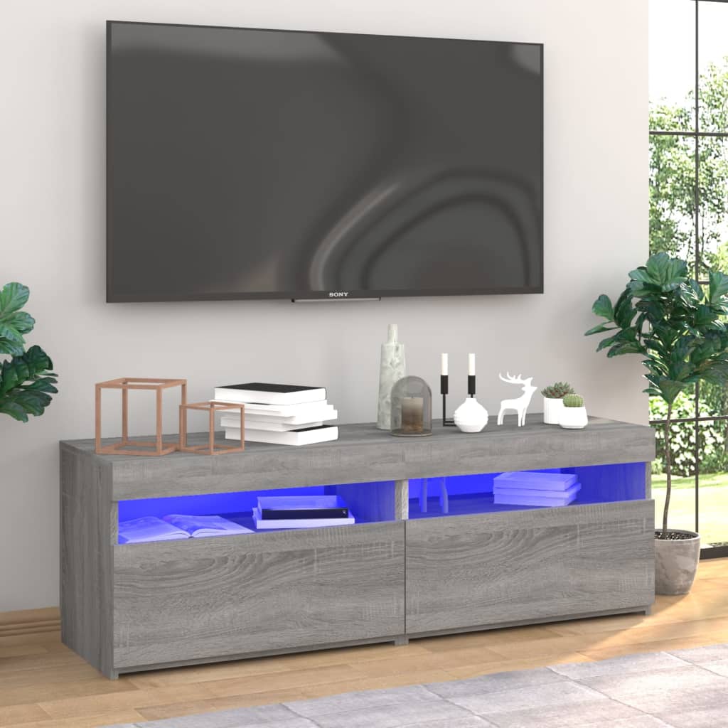 Meubles TV 2 pcs avec lumières LED Gris Sonoma 60x35x40 cm