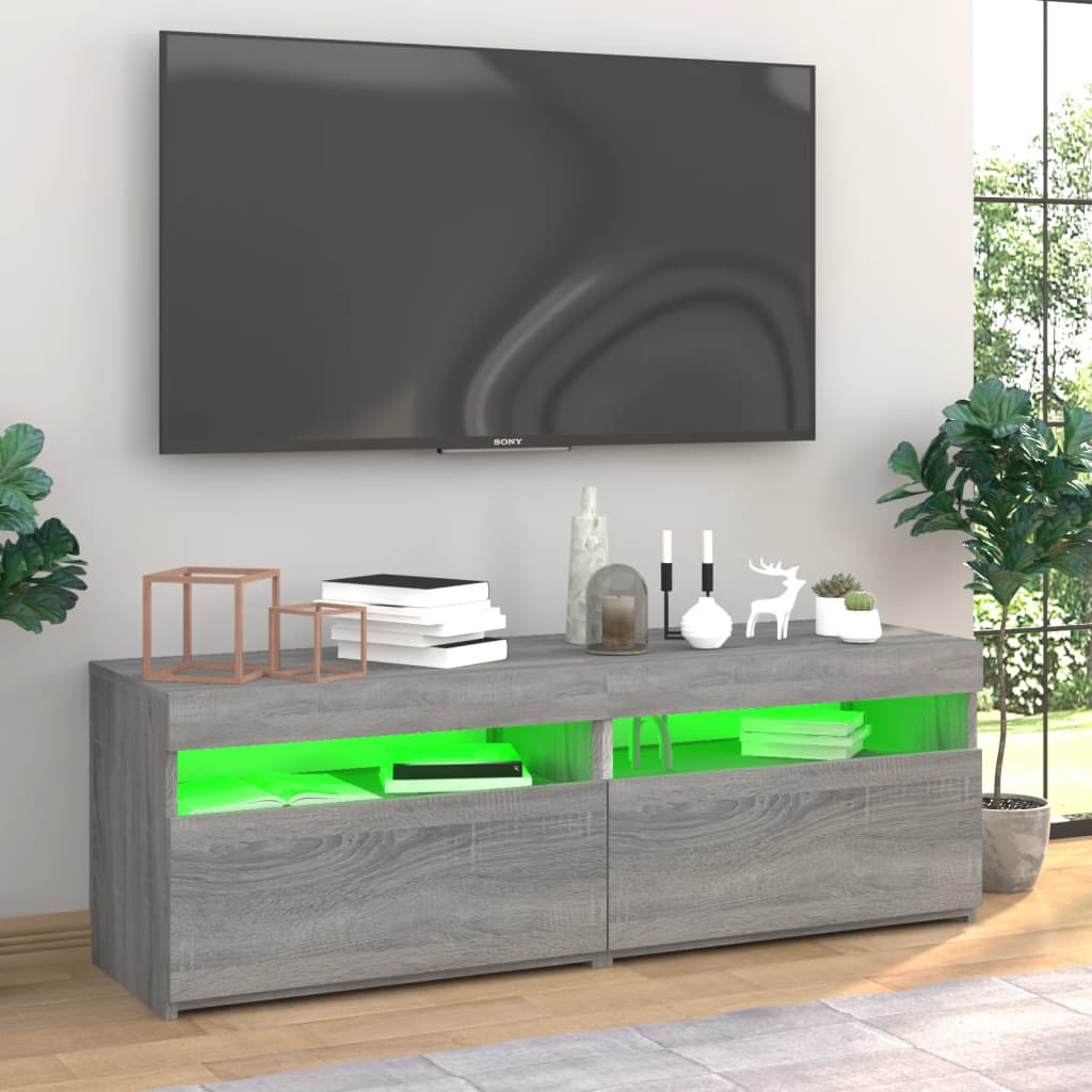 Meubles TV 2 pcs avec lumières LED Gris Sonoma 60x35x40 cm