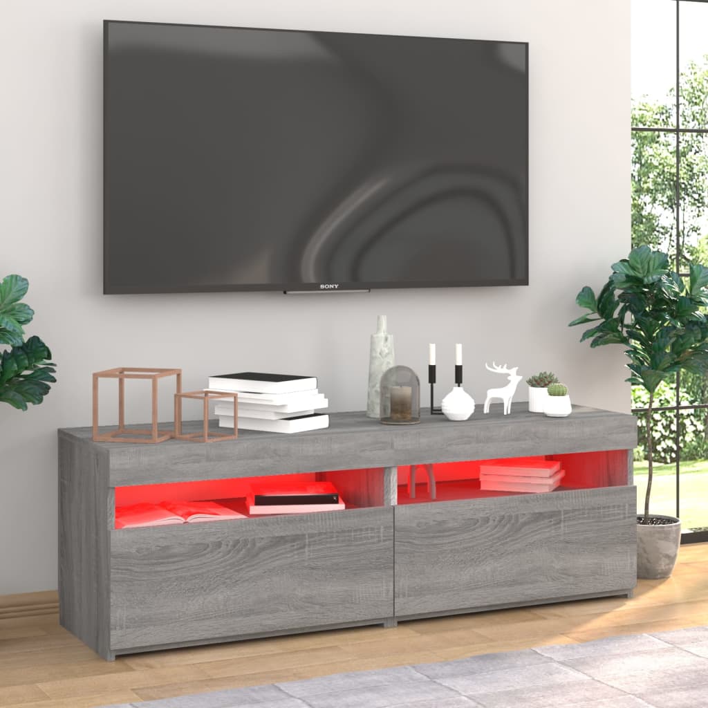 Meubles TV 2 pcs avec lumières LED Gris Sonoma 60x35x40 cm