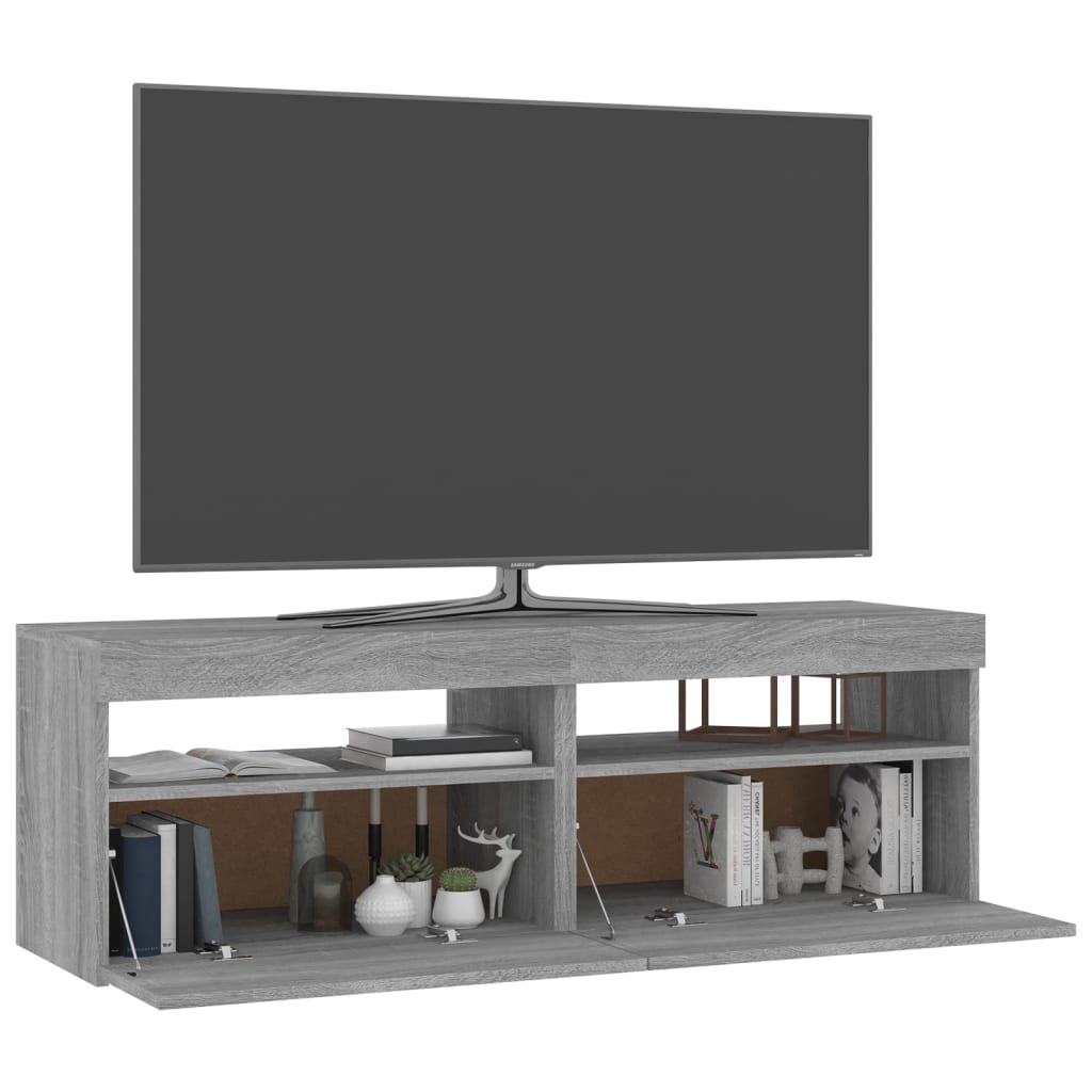 Meubles TV 2 pcs avec lumières LED Gris Sonoma 60x35x40 cm
