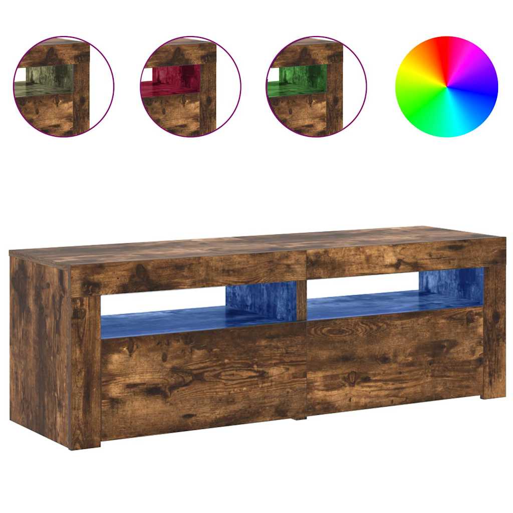TV-Schrank mit LED-Leuchten Räuchereiche 120x35x40 cm