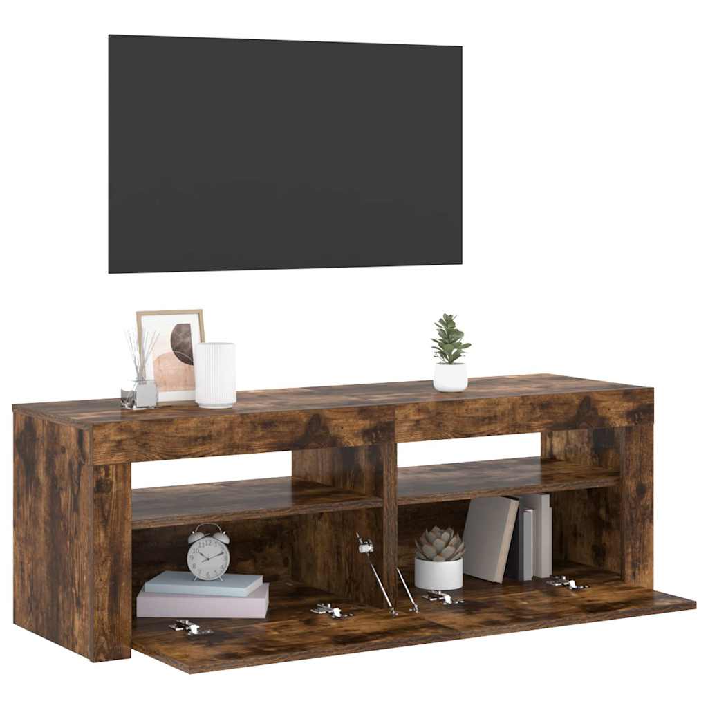 TV-Schrank mit LED-Leuchten Räuchereiche 120x35x40 cm