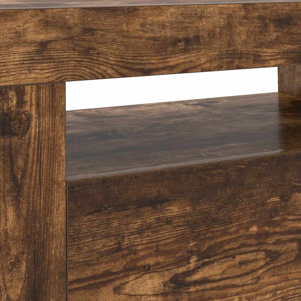 TV-Schrank mit LED-Leuchten Räuchereiche 120x35x40 cm