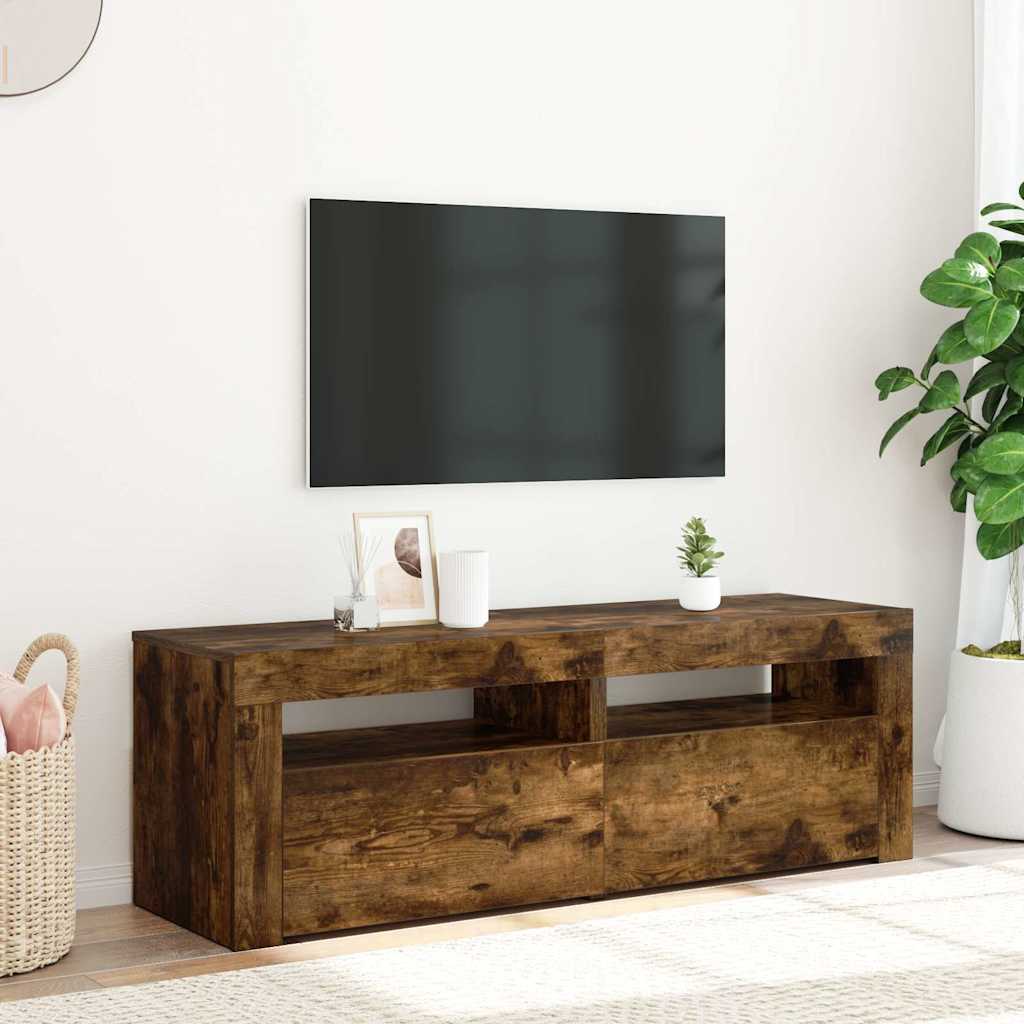 TV-Schrank mit LED-Leuchten Räuchereiche 120x35x40 cm