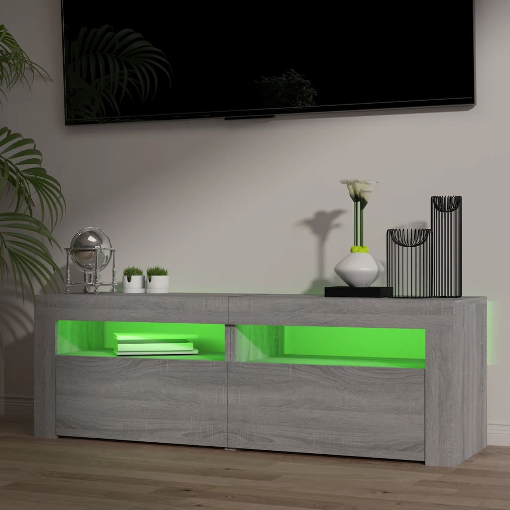 TV Cabinet with LED Lights Gray Sonoma 120x35x40 cm