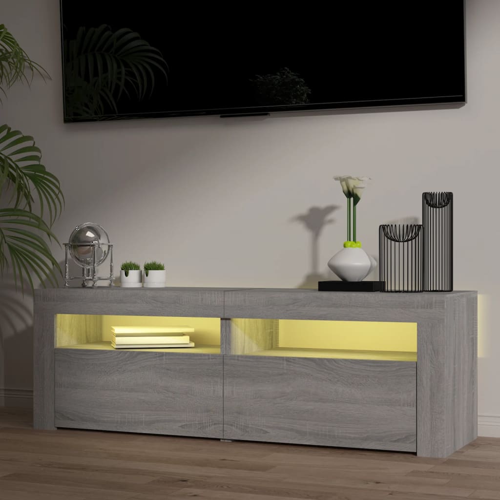 TV Cabinet with LED Lights Gray Sonoma 120x35x40 cm